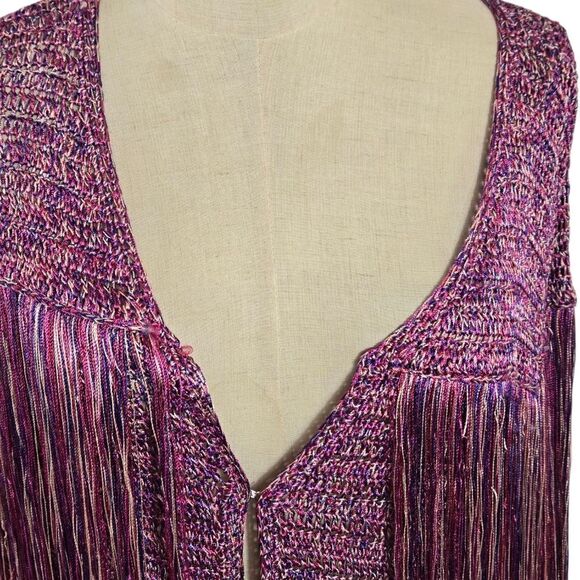 Camilla Pink Fringe Crochet Layering Piece Fringe Cardigan NWT - Picture 4 of 10
